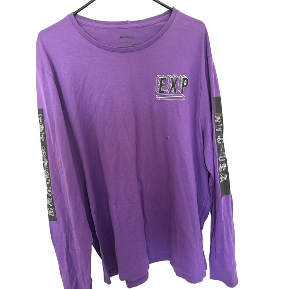 Express Other - Express EXP NYC USA Purple Long Sleeve Graphic T-Shirt Mens XL Extra Large